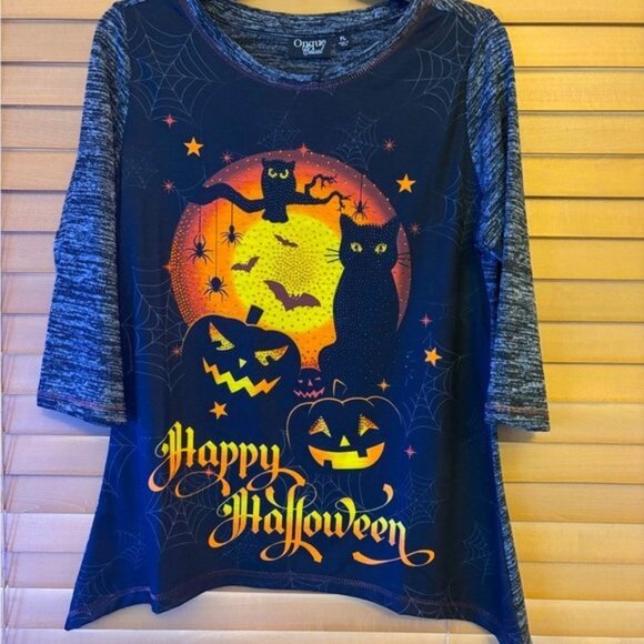 Onque Woman Tops - Onque Casual NWOT Halloween Top Rhinestone shirt Size PL